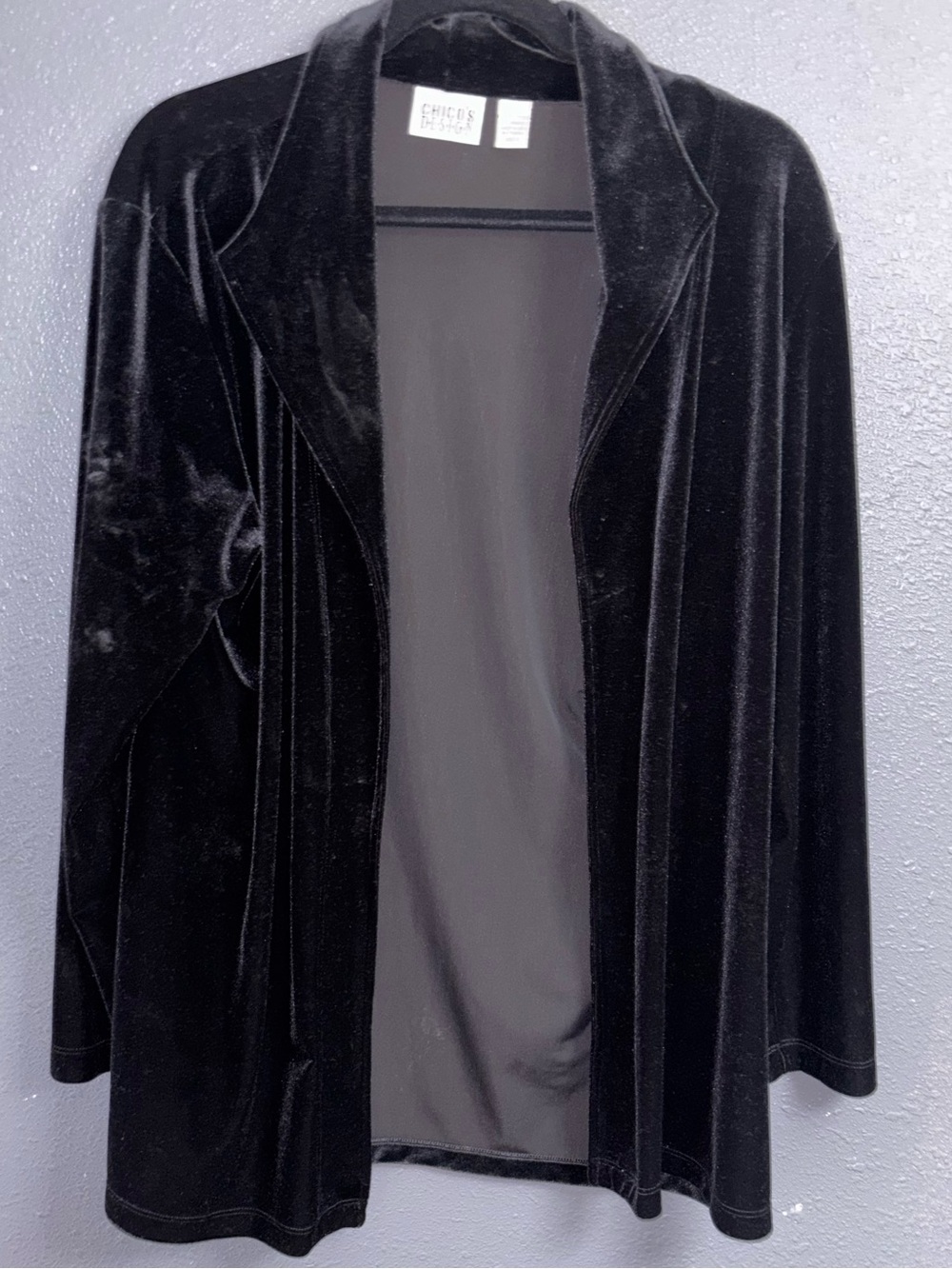Chico's Black Velvet Open-Front Jacket